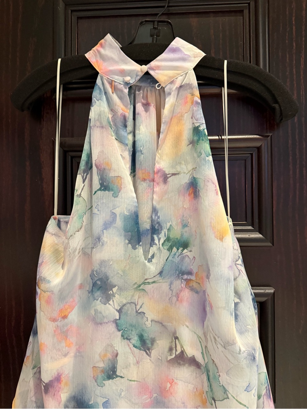 MISA Watercolor Floral Tiered Halter Skirt - Pastel Multicolor - Picture 3 of 5